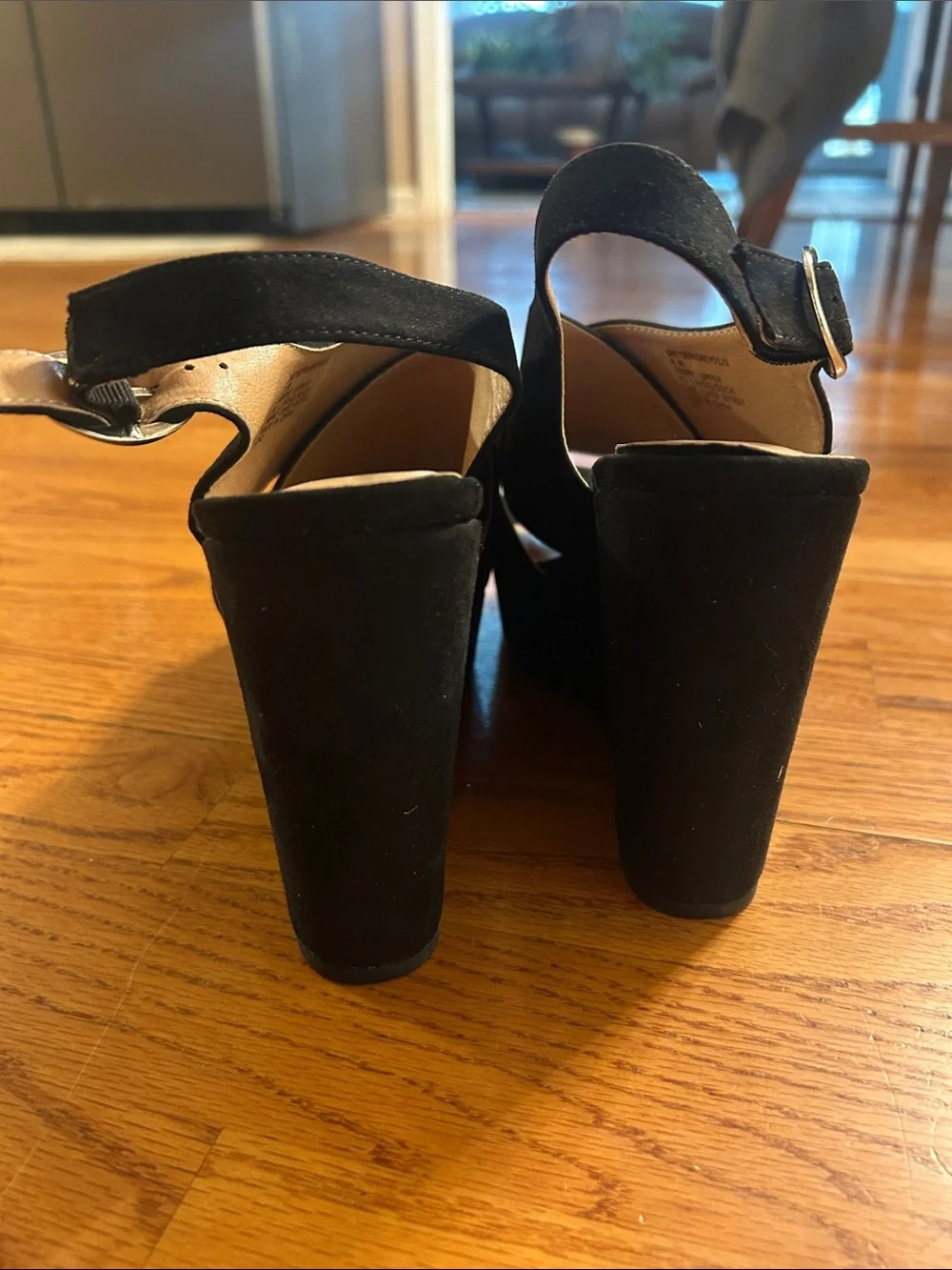 Madden Girl Black Crisscross Platform Slingback Heels